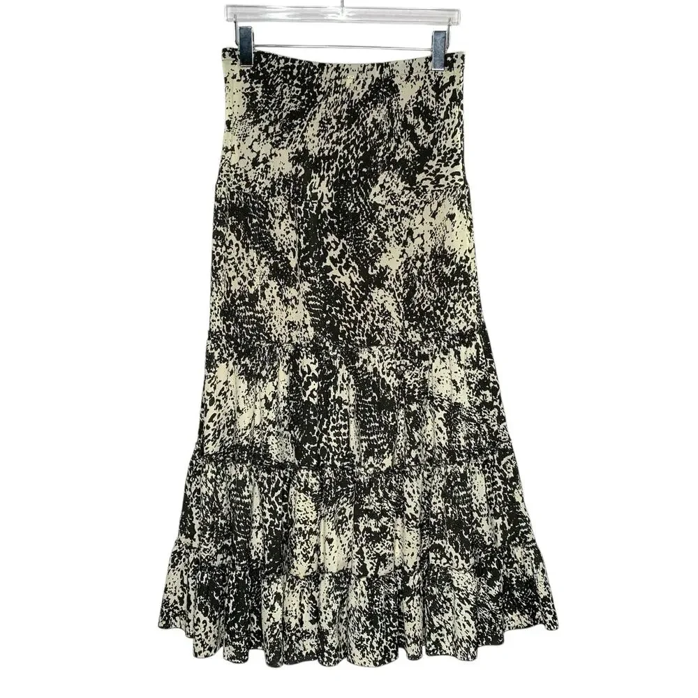 CAbi S Saunter Convertible Tiered Maxi Skirt Dress Print Whimsy Ruffle Boho